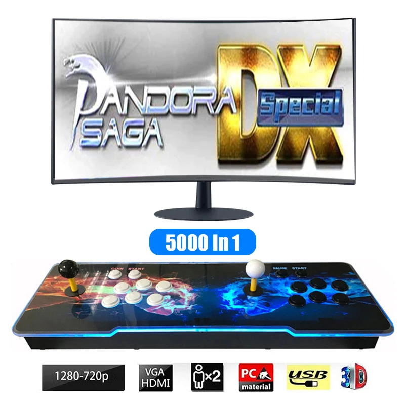 5000 All in 1  Video Classic Arcade Game Console Double Stick 2Player Home Cabinet Controller Joystick Push Buttons HD/VGA/USB