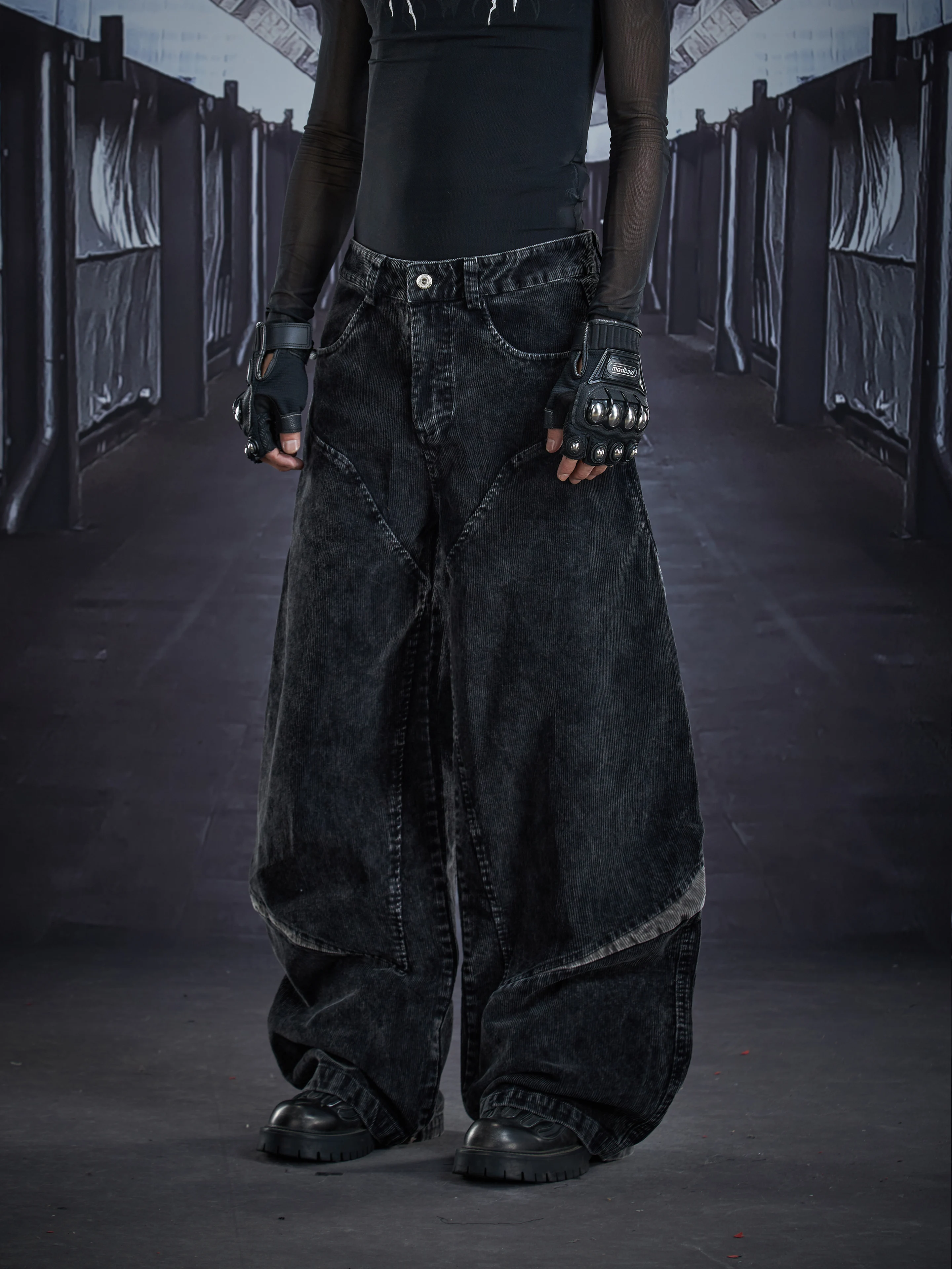Special-Interest Design New Product Washed and Worn Corduroy Deconstruction Stitching Multi-Pocket Cargo Pants Casual