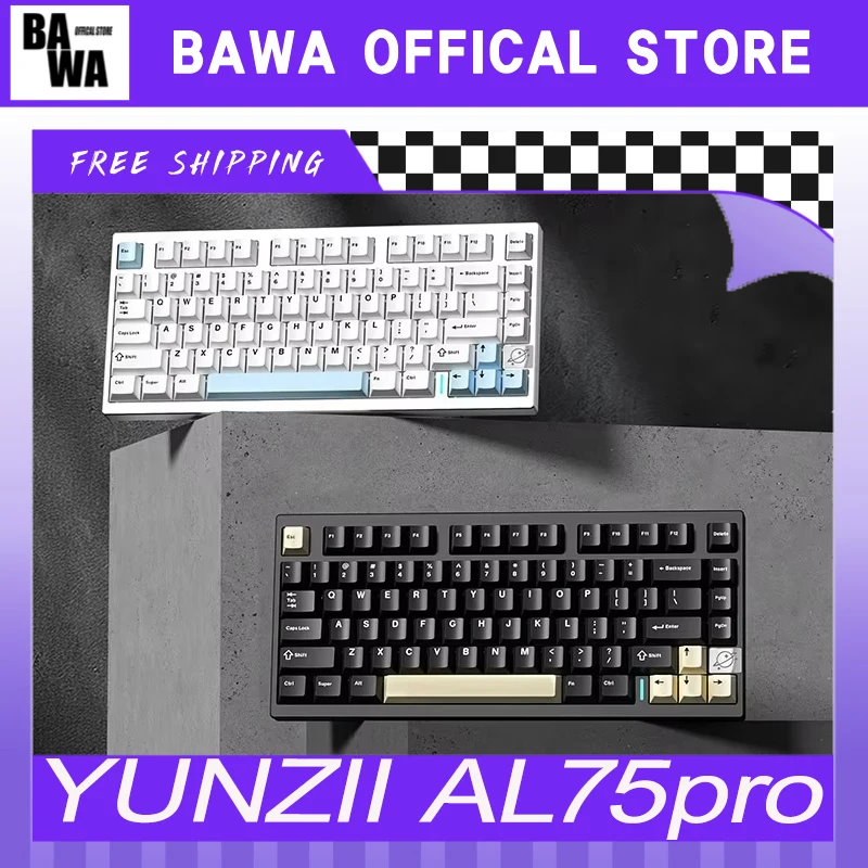 YUNZII AL75pro Mechanical Keyboard Tri Mode Wireless Gaming Keyboard Aluminum Alloy Hotswap Customize KEYNOUO AL75 Pro Keyboard