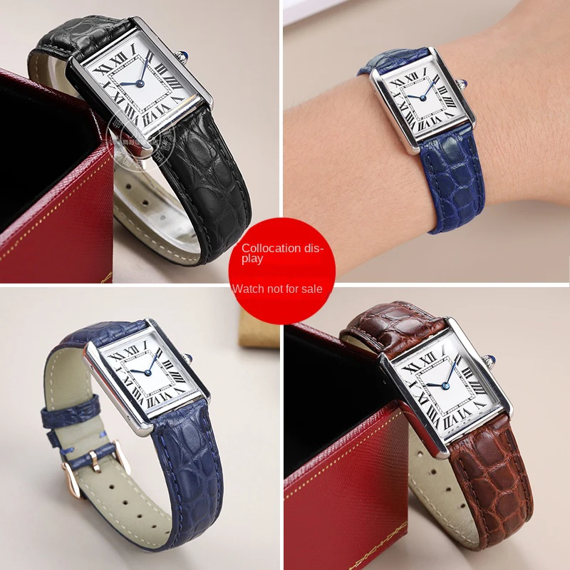 16mm 17 18 19 21 22mm Genuine Alligator strap for Cartier crocodile leather bracelet Ronde DRIVE Tank Clé de men women watchband