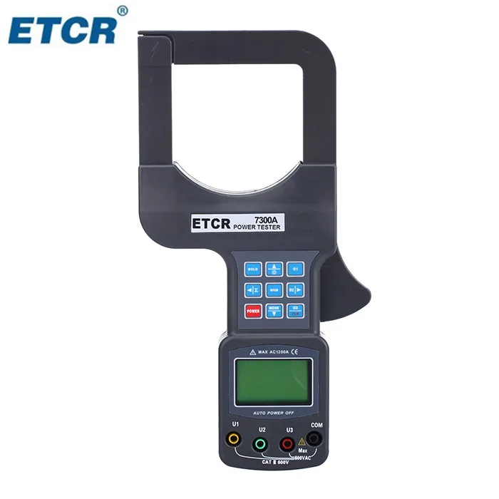 ETCR7300A Large Caliber Three Phase Power Tester 1200KW 600V Voltage 2000A Leakage Current Clamp Meter Multimeter Frequency