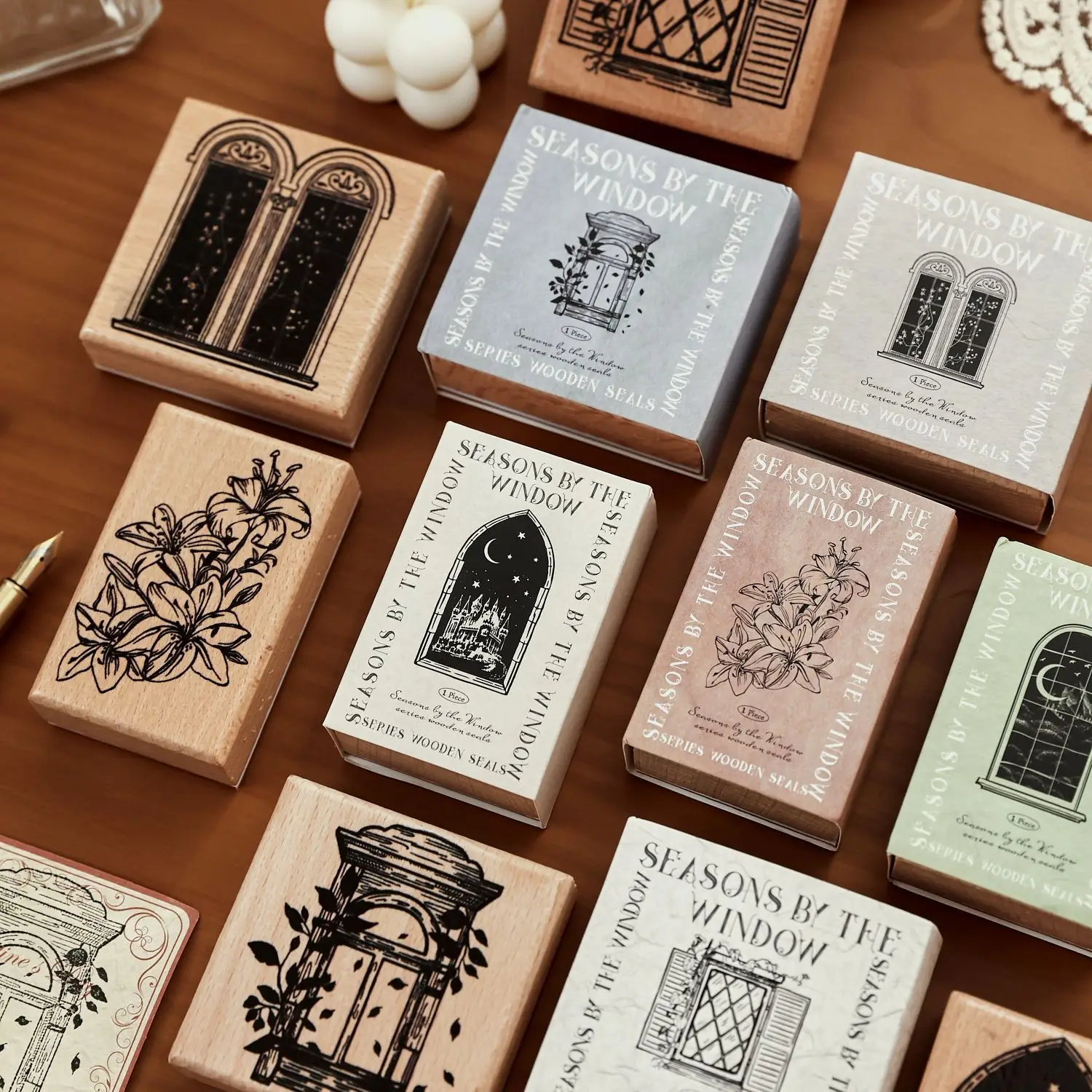 Retro Castle Loft Plant Window Wood Stamp DIY Craft Supplies Scrapbooking Stationery Decoration Hobby Stamping Tool