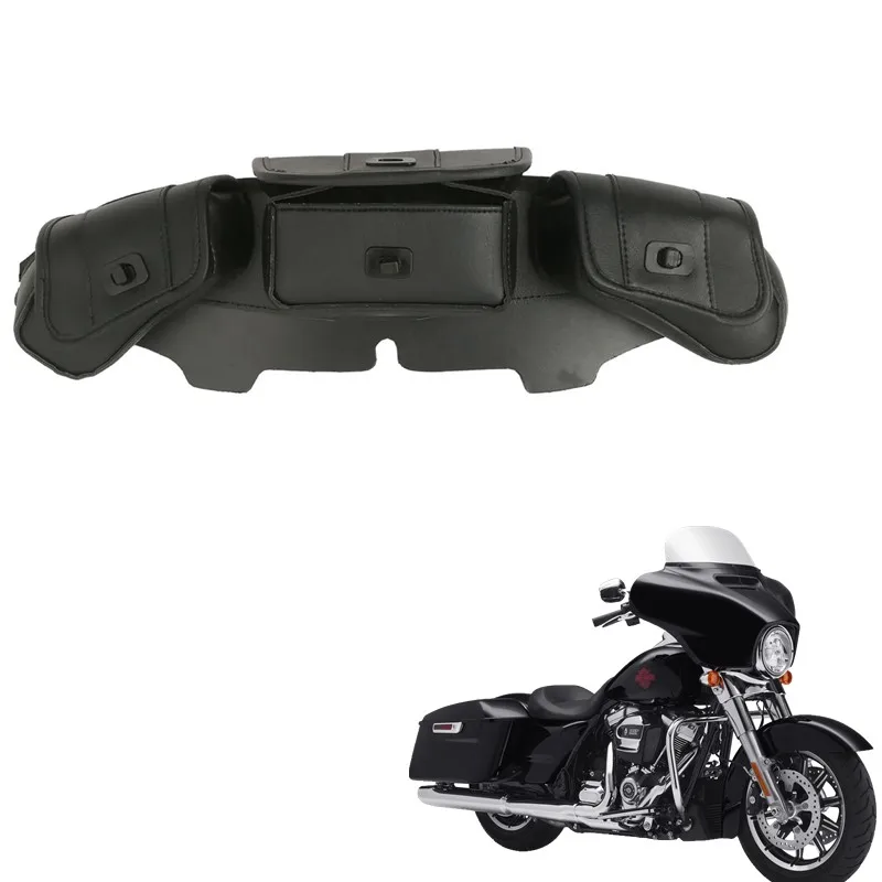 For Harley Touring Electra Street Glide 1996-2013 FLHTC FLHX FLHTCU Trike Motorcycle Windshield Bag Tri Pouch 3 Pocket