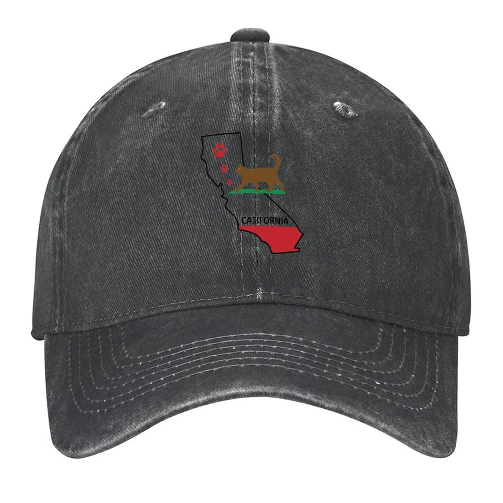 

California Catifornia State Map Cat Paw Print Baseball Cap fashionable dad hat Golf Cap tea Hat Women's 2025 Men's