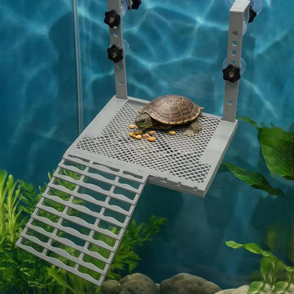 Turtle Basking Platform Aquarium Accessory Solid Form Hanging Turtle Basking Platform with Suction Cups Non-slip for Aquariums