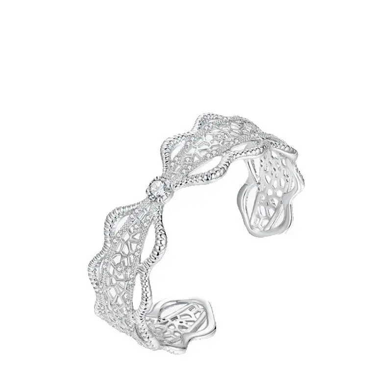 

Y Ballet series French silver bracelet for female niche design, light luxury exquisite zircon open bracelet