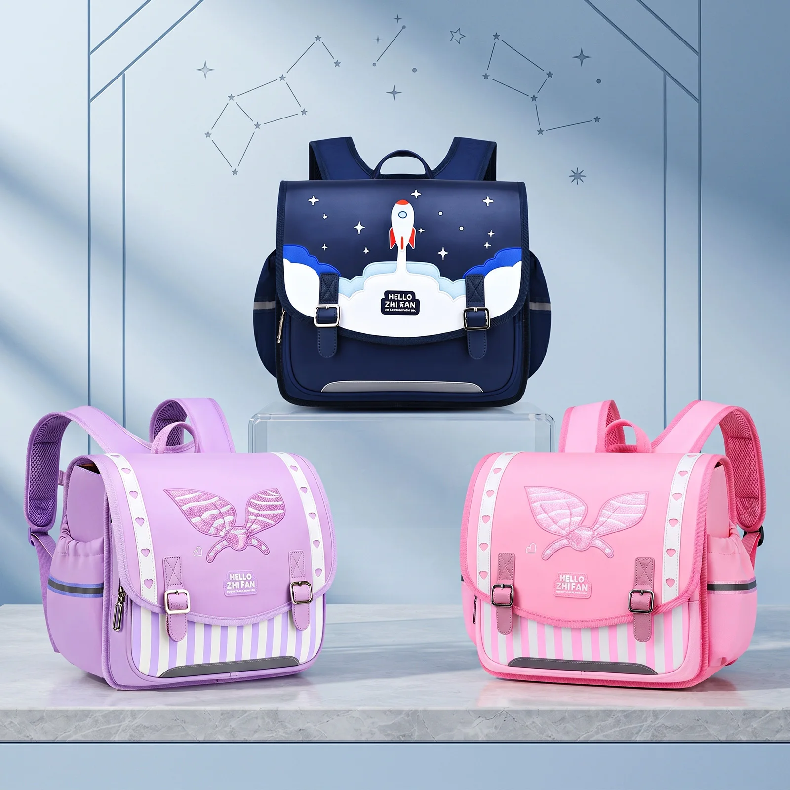 

Horizontal Spine-Protecting Backpack for Girls Grades 1-4,Burden-Reducing School Bag,Ergonomic Children Bookbag,Back to School
