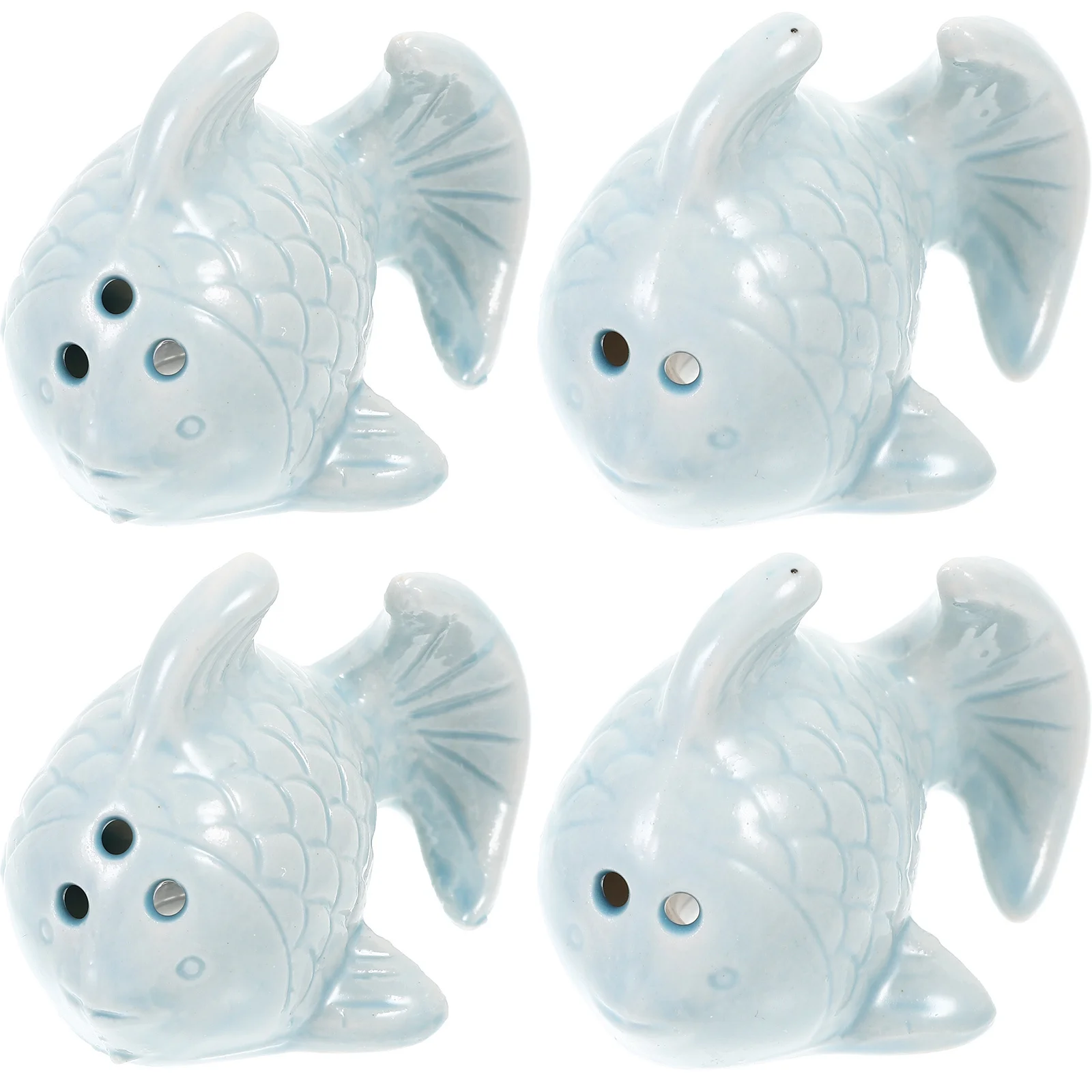 

4Pcs Fish Shaped Ceramic Seasoning Containers Cute Design Kitchen Spice Jars Condiment Holders Practical Cooking