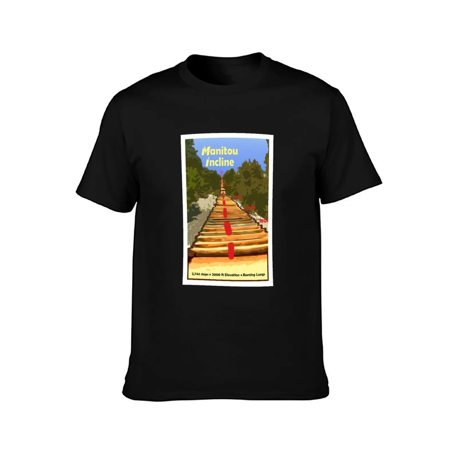 Manitou Incline Hike Artwork T-Shirt, Summer Casual Cotton Tee, Oversized Streetwear Tops, Vintage Graphic Print, 100% Cotton