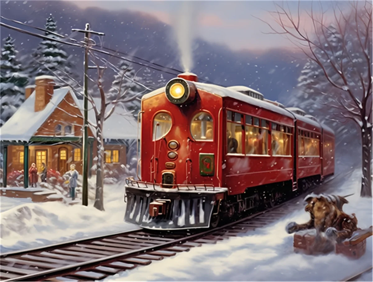 

Пазлы для взрослых, 300 шт., пазлы, сельский поезд, остановка холодной зимы, снежный поезд, формация сельского города, деревянный домашний декор, стена