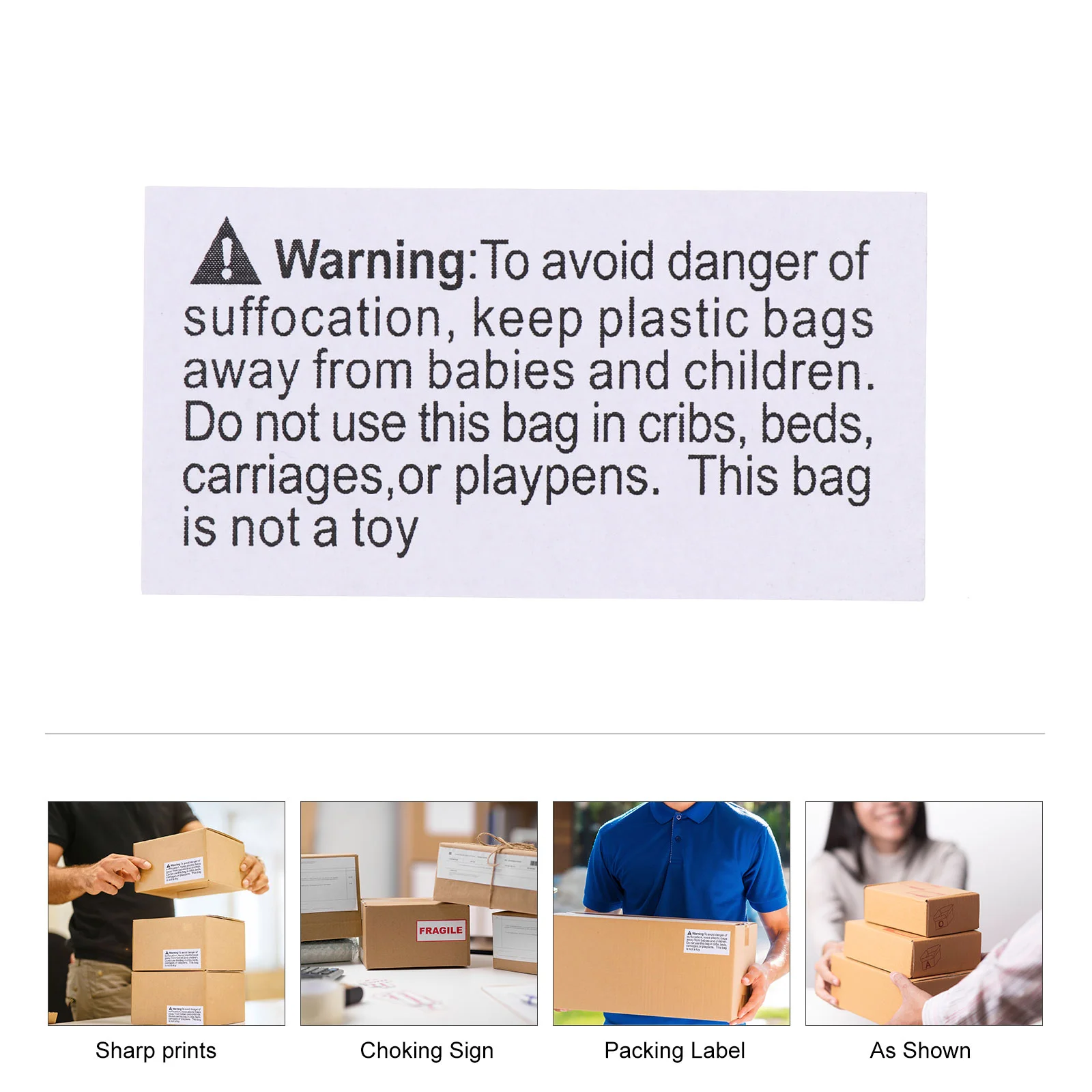 1000 Pcs Anti-Suffocation Label Labels Warning Stickers Peel Signs Paper for Packing Child Shipping