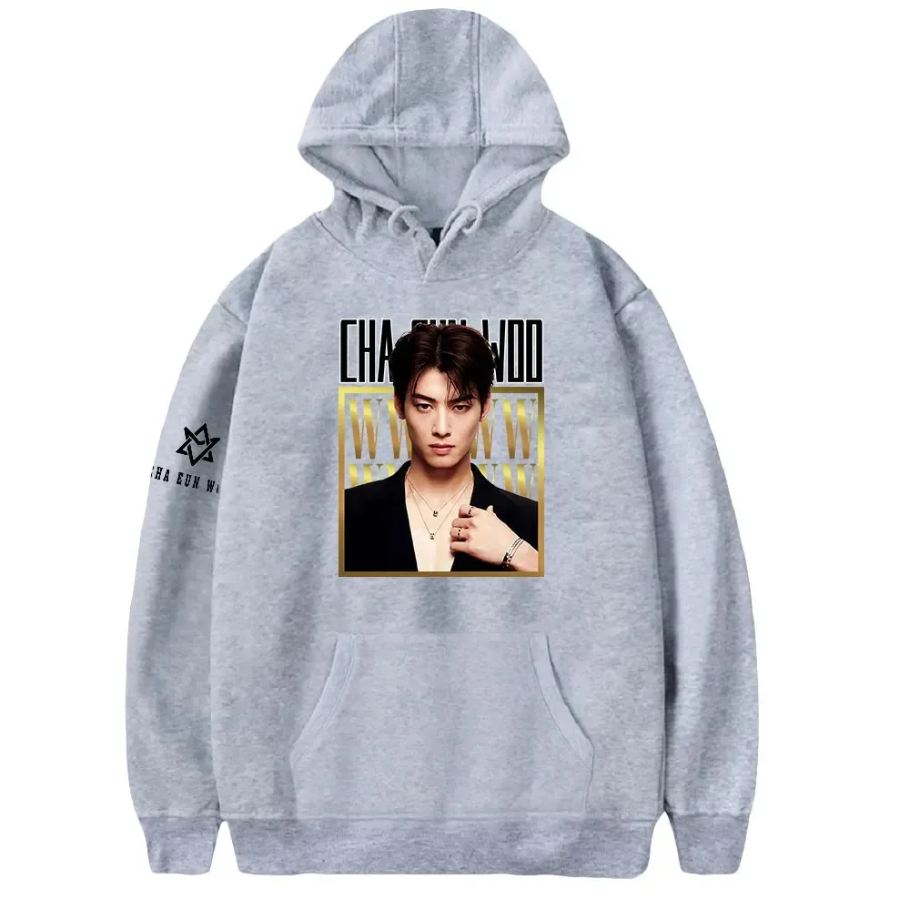 Cha Eun Woo Hoodie para homens e mulheres, pulôver de manga comprida, moletons unissex, streetwear casual, roupas da moda 2024