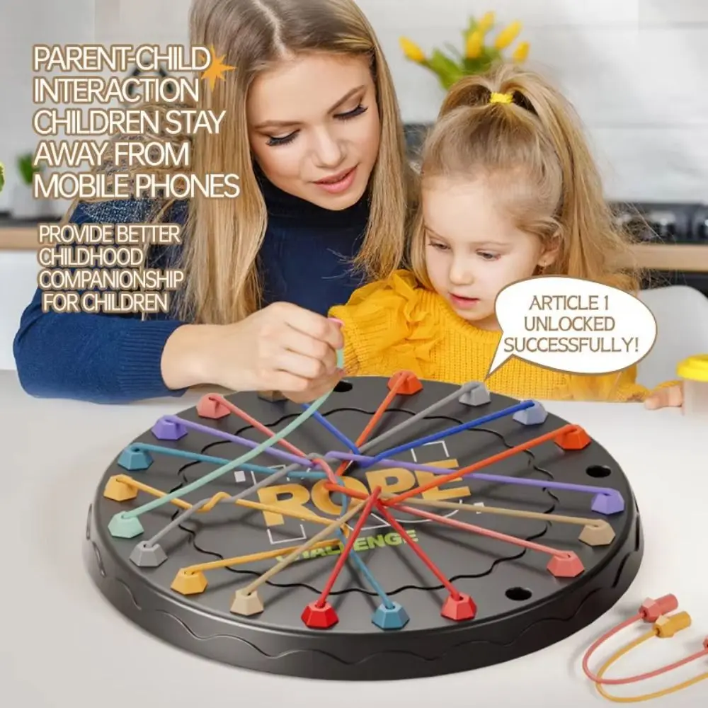 Logiczne myślenie Kid Rope Knots Game Challenge Color Twisted Connected Line Montessori Rope Knots Toy Cartoon