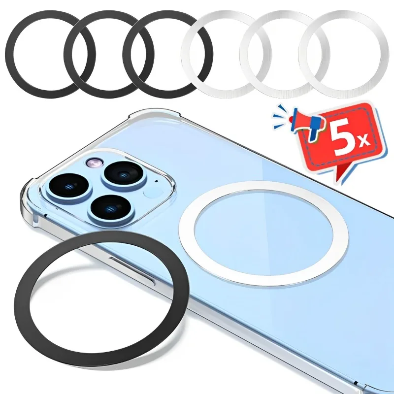 

5-1 шт. для Magsafe, магнитная металлическая пластина, наклейки, кольца для автомобиля, мобильного телефона, беспроводное зарядное устройство, металлический лист пластины для IPhone Samsung