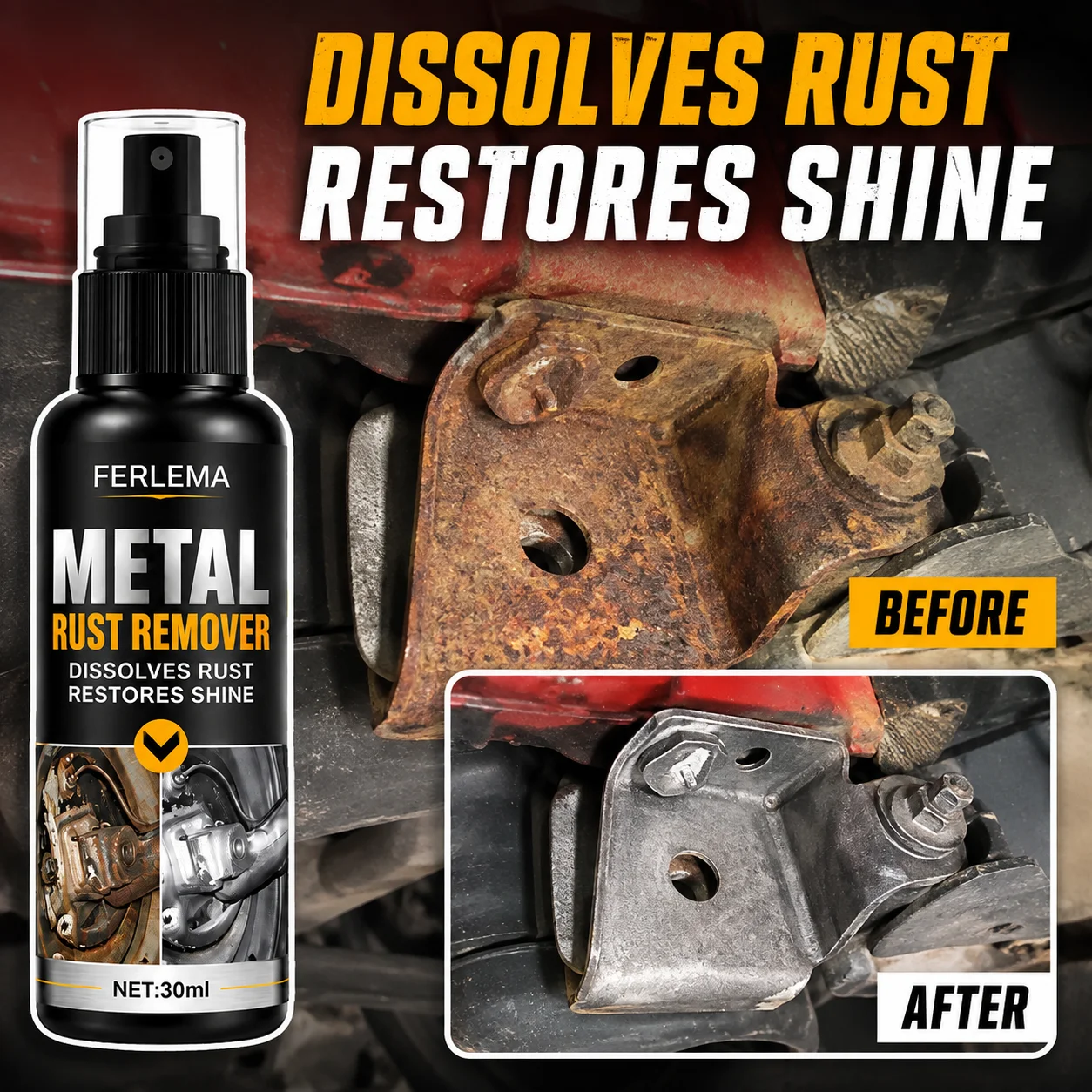 Car Metal Accessory Rust Cleaning Agent Remove Surface Corrosion for Multiple Vehicle Fittings