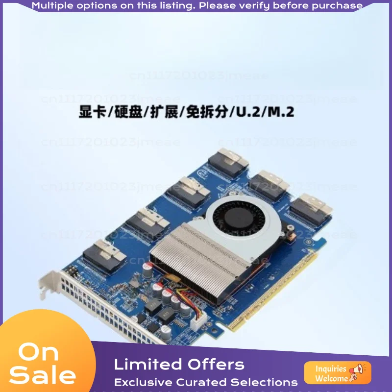 PCIe 4.0 Drive Free Expansion Card 6-10 Port 8654 Interface PLX88096 PCIe Switch Adapter for NVMe SSD Storage