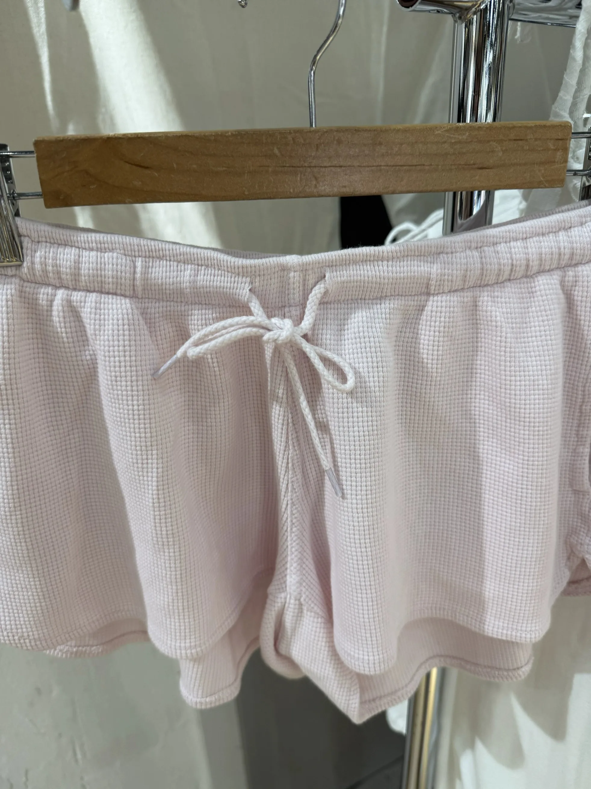 Sweet Pink Waffle Sports Shorts Women New Casual Pockets Drawstring Elastic High Waist Short Cute Preppy Style Short Pants Y2K