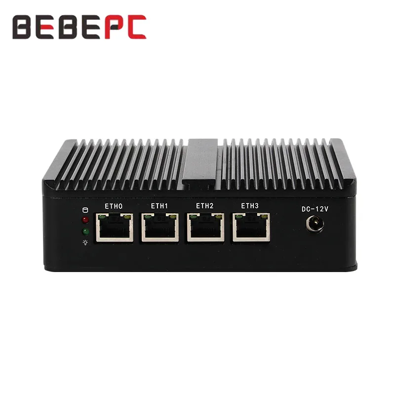 BEBEPC Industrial Mini PC with Inter Celeron N2830 Support Pfsense with 4xi210/211 LAN 2xUSB Compact Computer Win10pro Ready