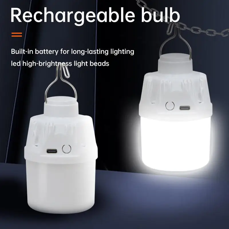 Rechargeable LED Hanging Bulb With High Brightness Beads And Long Lasting Battery For Outdoor Camping Hiking Power Outage
