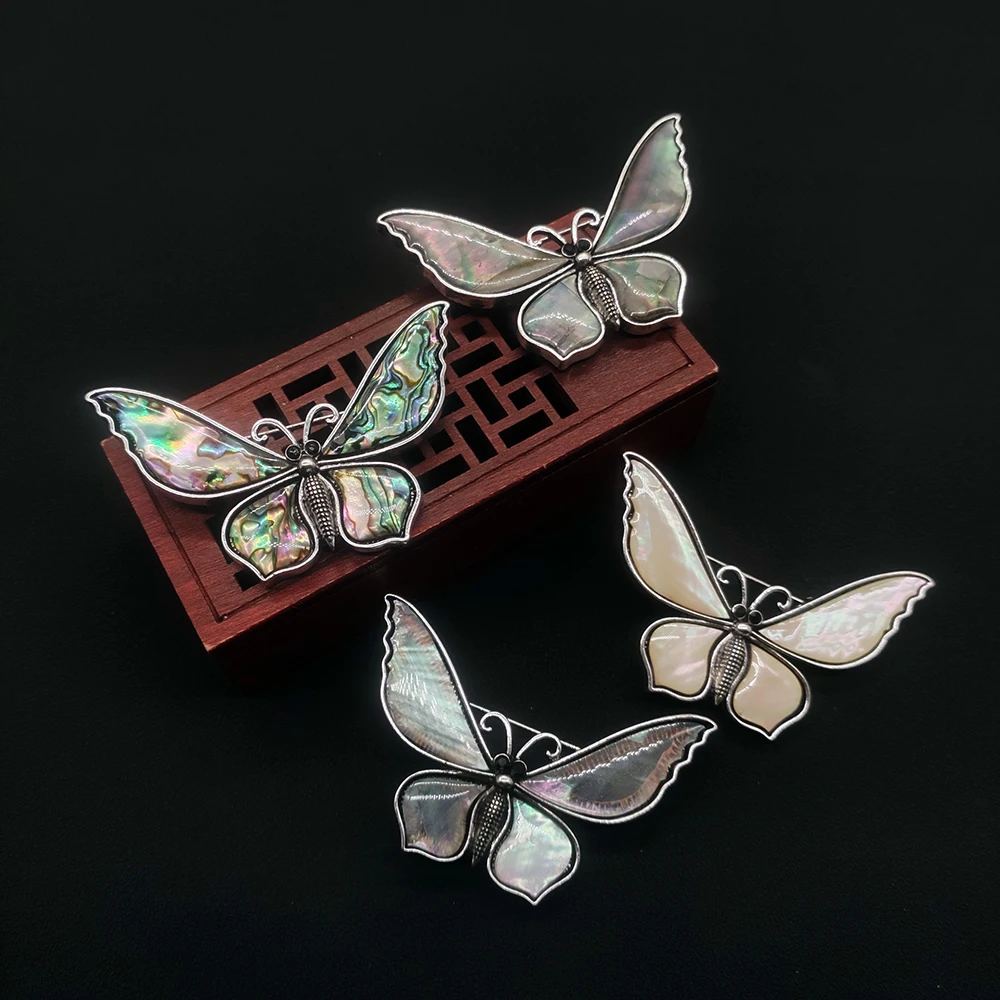 

Dual Purpose Zinc Alloy animal shape Natural Abalone Shell Pendant charm Jewelry For Elegant Women Brooch Jewelry Gift 38x60mm