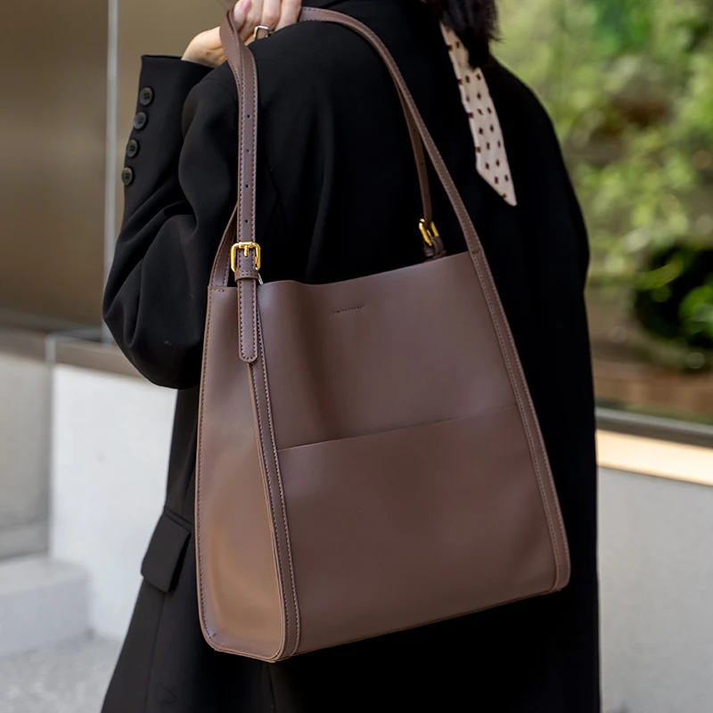 Women's Top grain Cowhide Leather Soft Large Capacity Work Tote Bag Solid Color Shoulder Bag Designer Tote For Women Bolso