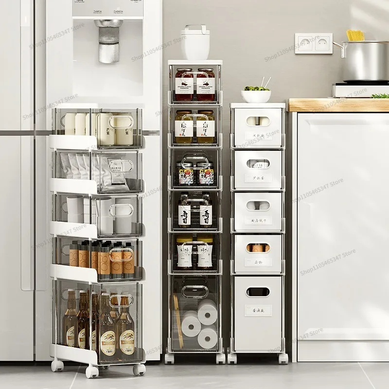 For Kitchen Seam Storage Cabinets, Bedroom Bathroom Storage Racks, Multi-layer Narrow Slit Snack Cabinets, Small Carts