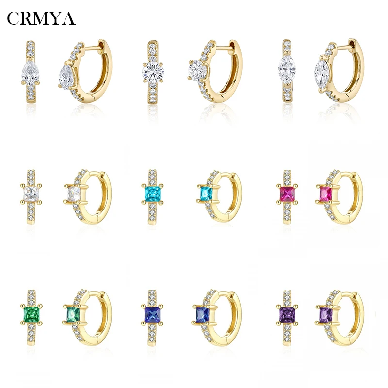 CRMYA Color CZ Zircon Hoop Earrings For Women Gold Silver color Piercing Women's Earrings 2022 Wedding Party Jewelry Wholesale