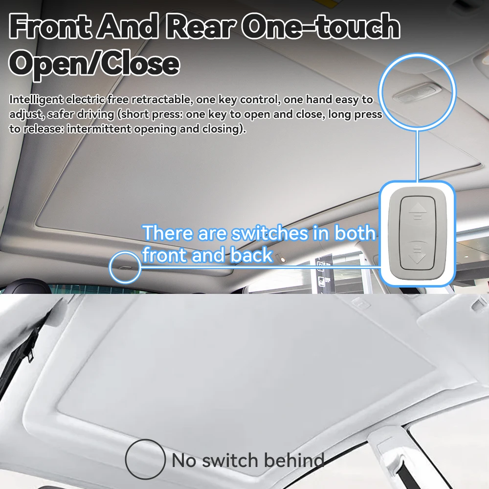 Electric Retractable Sunshade for Tesla Model Y Integrated Electric Retractable Glass Roof Sunshade