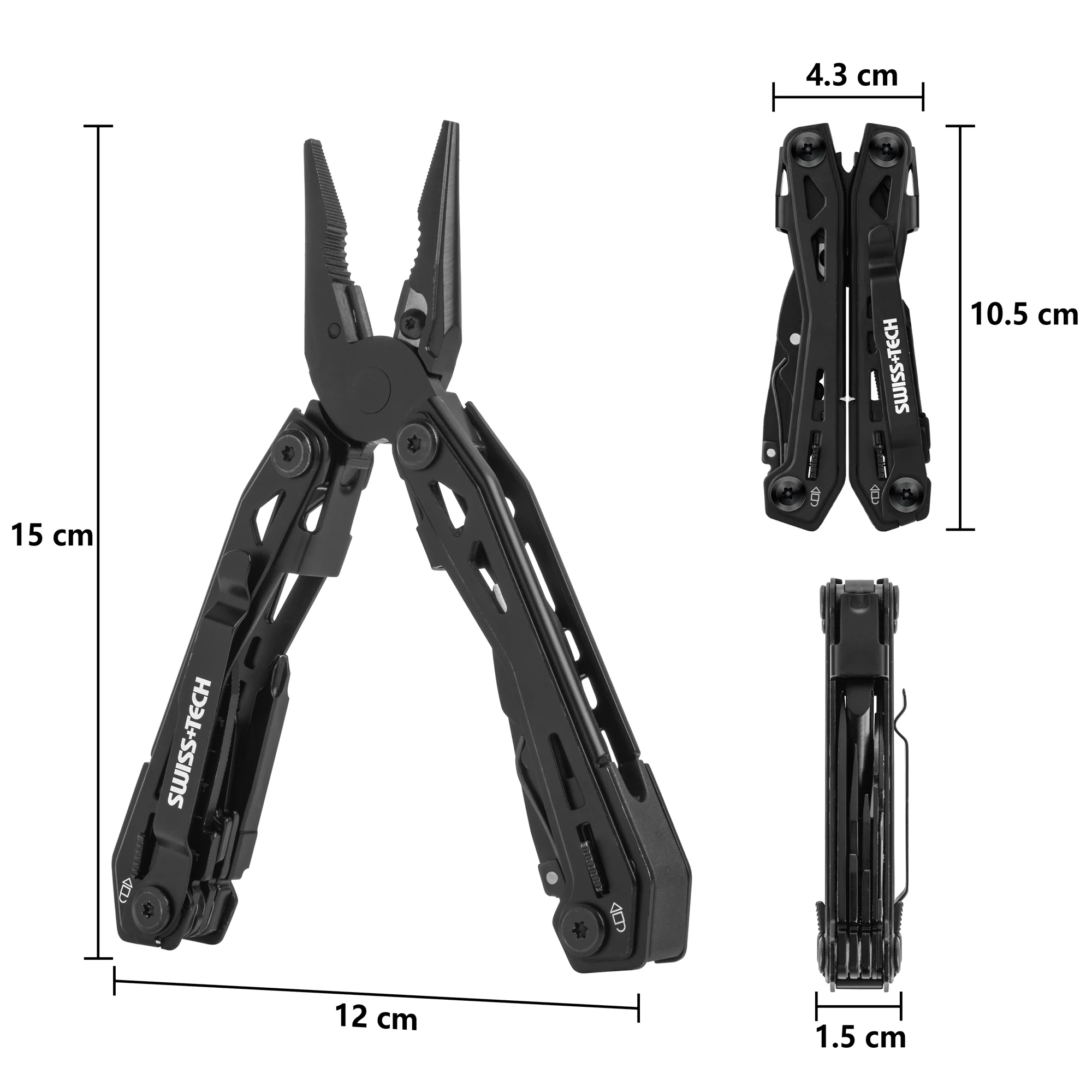 SWISS TECH-16 in 1 Camping Multitool, Multi Folding Plier, Wire Stripper, Outdoor Pocket, Mini Portable for Camping, New Arrival