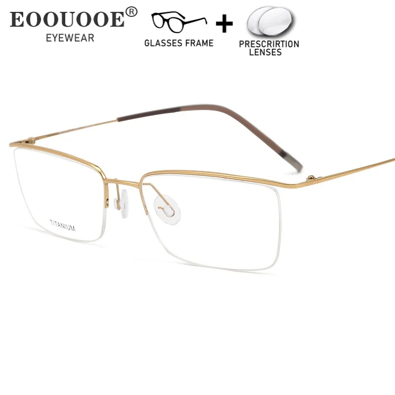 

6g Pure Titanium Men Optical Glasses Half Frame Prescription Glasses Recipe Lenses Progressive Myopia Reading Computer Eyewear