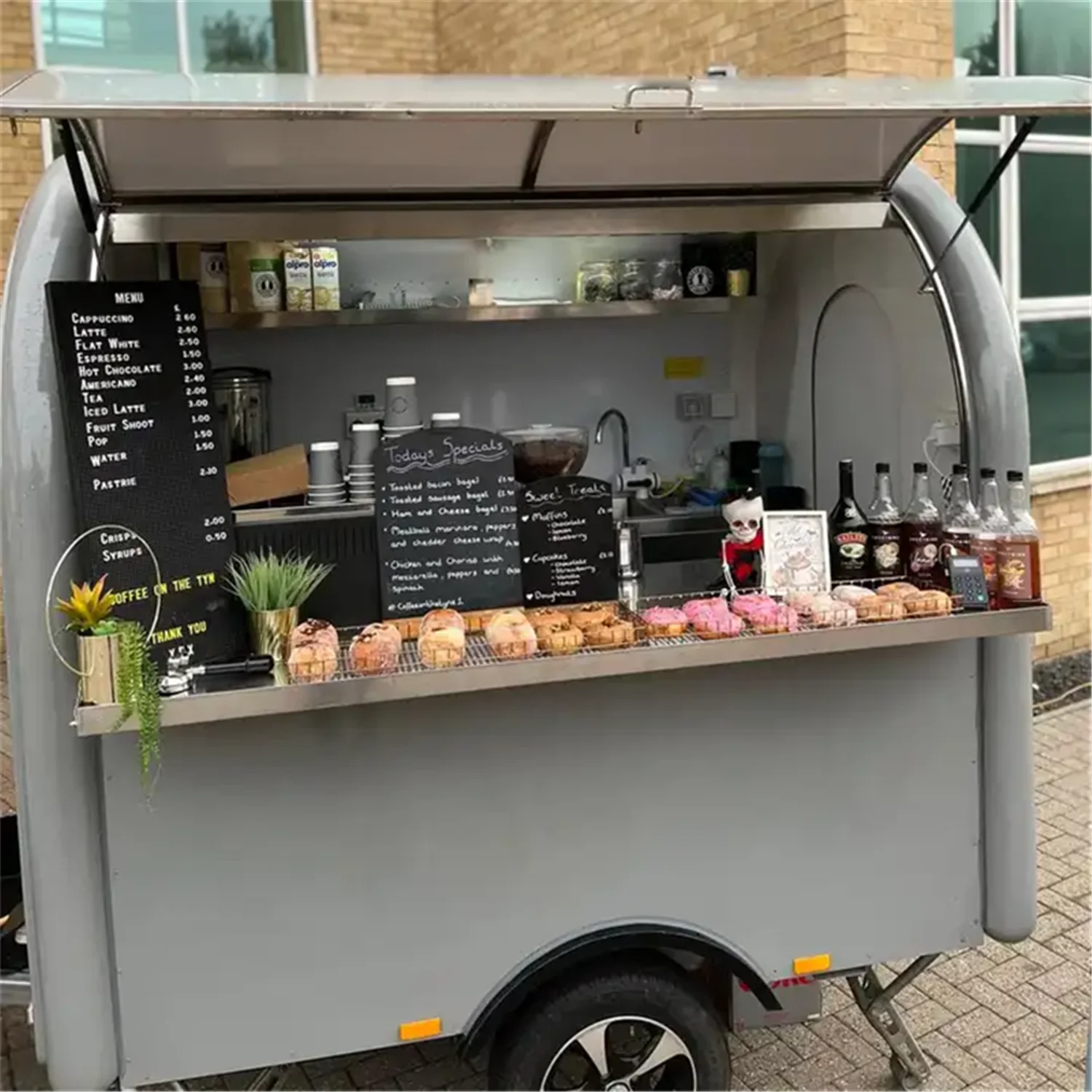 2025 мобильный прицеп для барбекю и кофе, полностью оборудованная тележка для фаст-фуда в отеле, для пиццы, закусок, для общественного питания на открытом воздухе