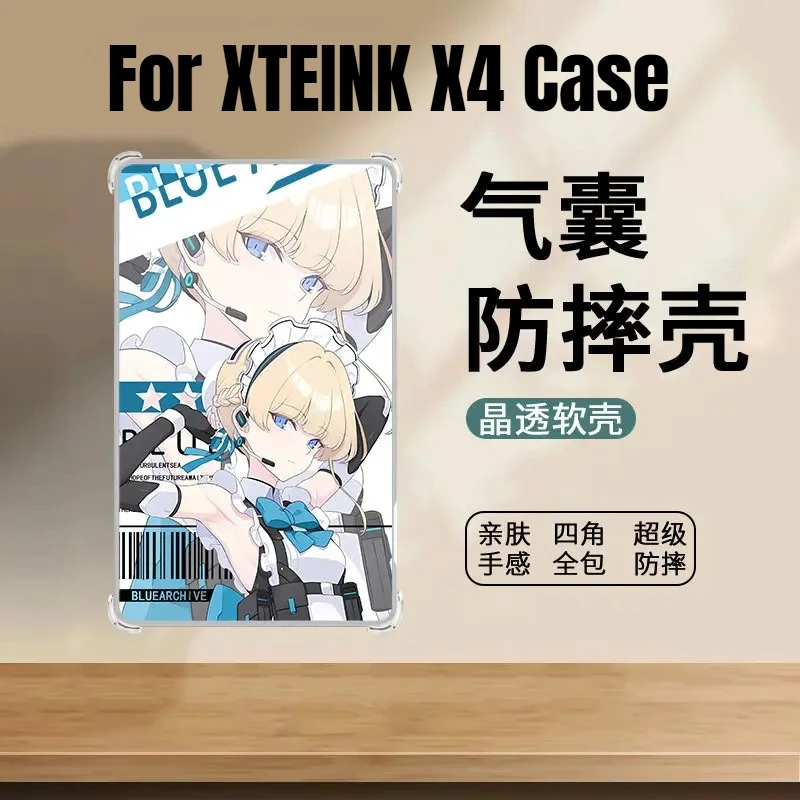 

For XTEINK X4 Protective Case Transparent Air Cushion Cartoon Cute Soft Rubber Protective Case All-around Shockproof Transparent