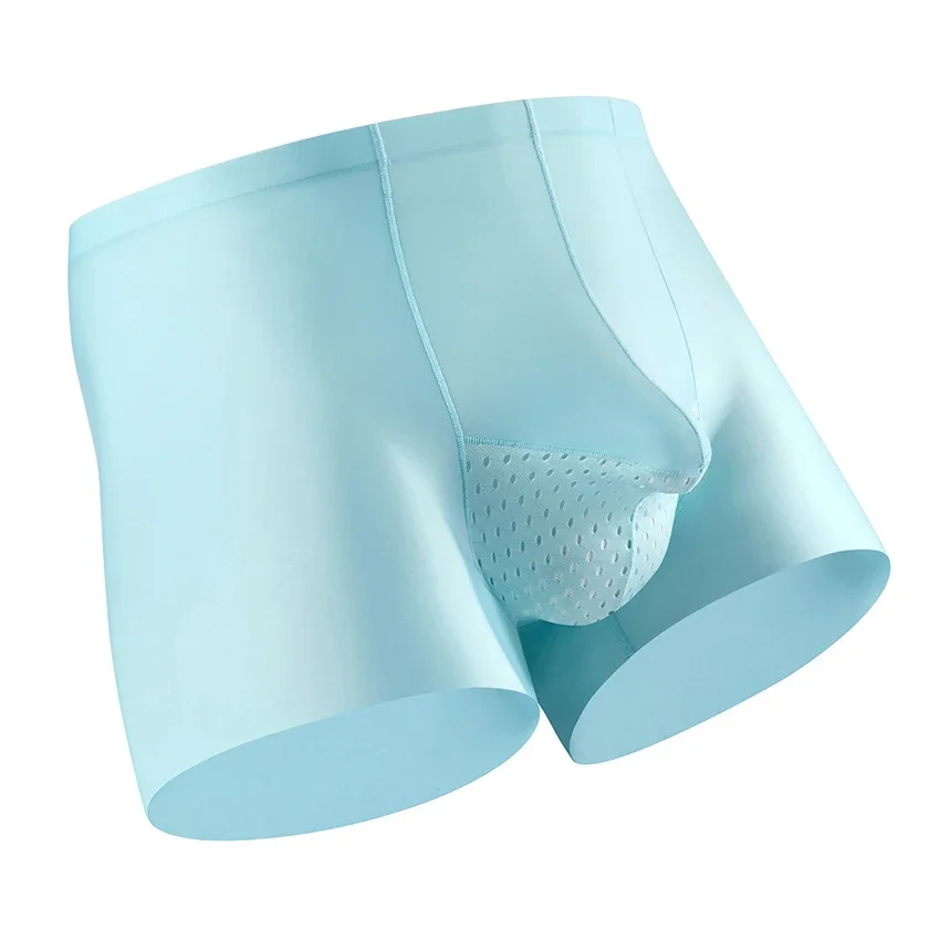 

Men's Ice Silk Seamless Boxer Shorts with U Convex Pouch Underwear Panites Male Trunks Cueca Ropa Interior Hombre