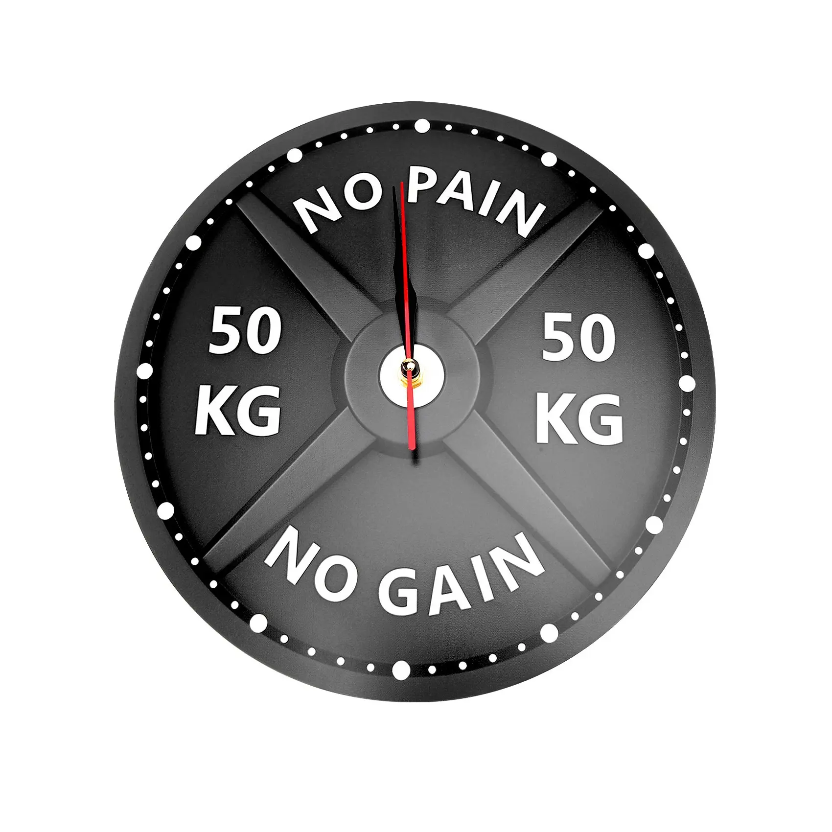 EYFL-Strongman-reloj de pared con estampado creativo, 50KG, Circular, gimnasio, levantamiento de pesas, mancuernas, culturismo, reloj acrílico silencioso
