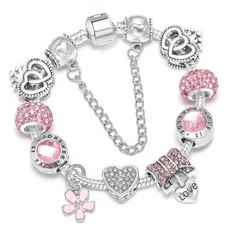Silver Plated Charm Bracelet with Key Lock Pendant, Wedding Gift