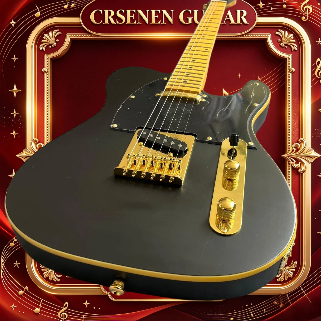 Free Shipping Tele Electric Guitar Black Body Maple Fingerboard SS Pickups Gold Hardware Gift Beginner  Blues Practice