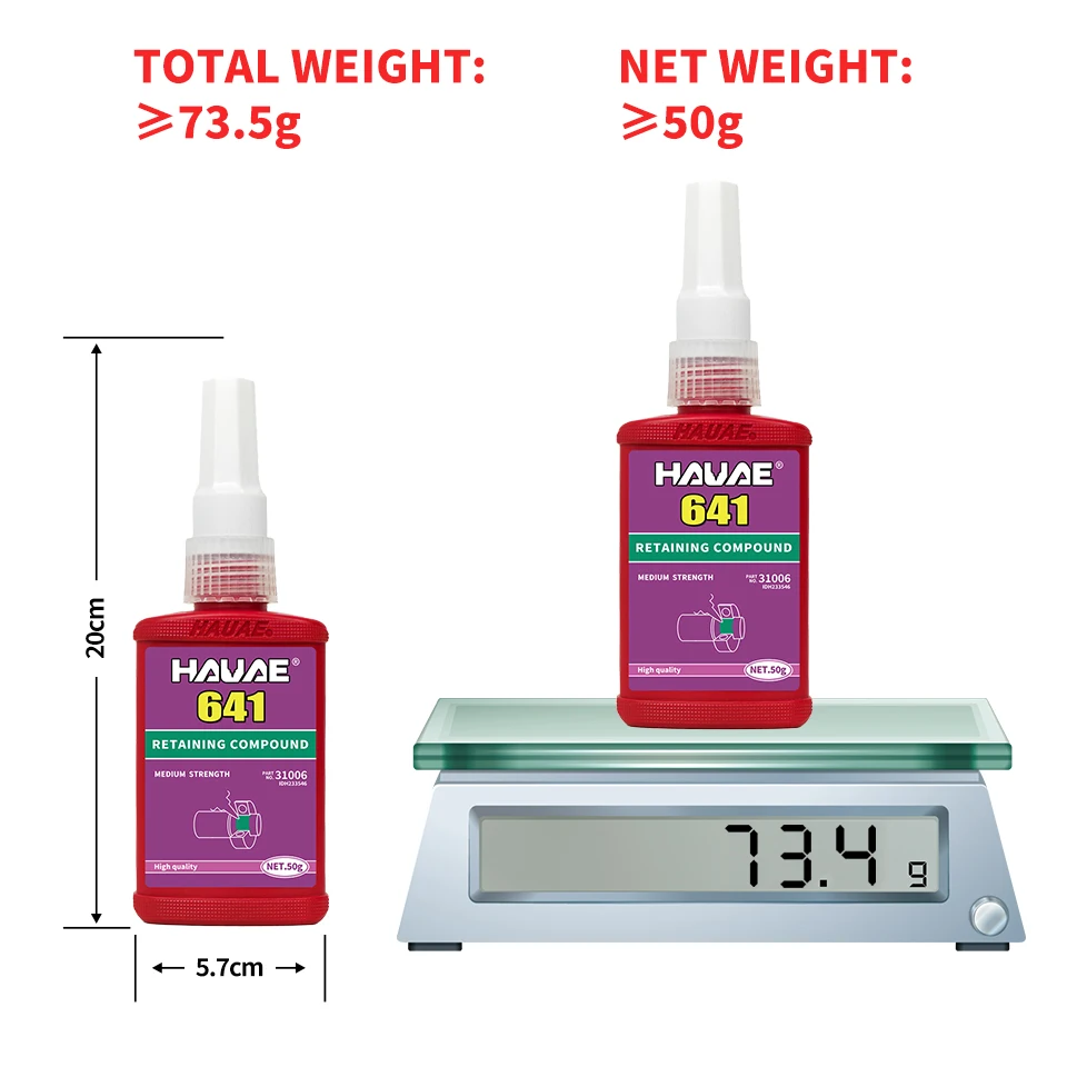 10/50 ml Mocowanie łożyska 628, klej anaerobowy, odporny na wysokie temperatury, cylindryczny klej do stałego wirnika niedźwiedzia KOMPOUND