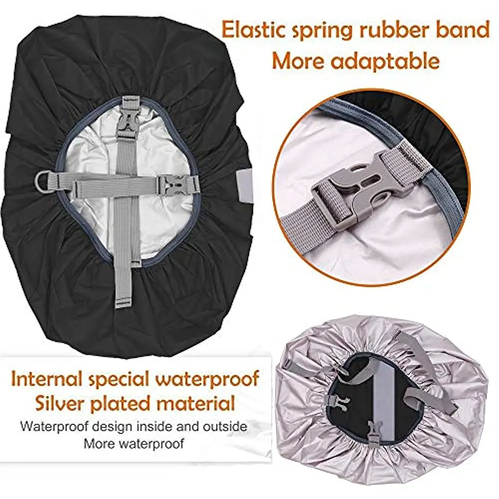 Waterproof Backpack Rain Cover Reflective with Strap 15L-65L Rucksack Cover Upgraded Cross Buckle Hiking Camping Cycling