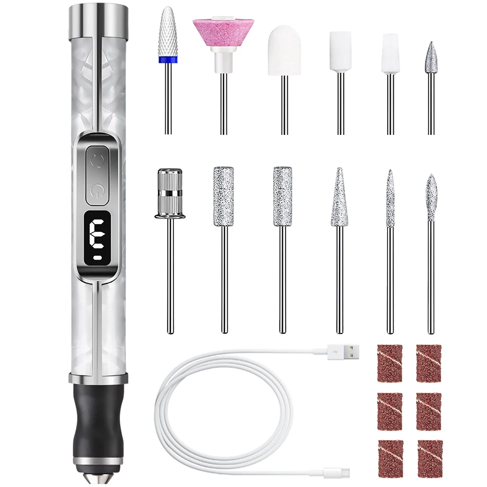 

Электрическая дрель для ногтей с 3 режимами, LED-дисплеем и 12 насадками, портативная машинка для шлифовки акриловых и гелевых ногтей, инструмент для педикюра и маникюра