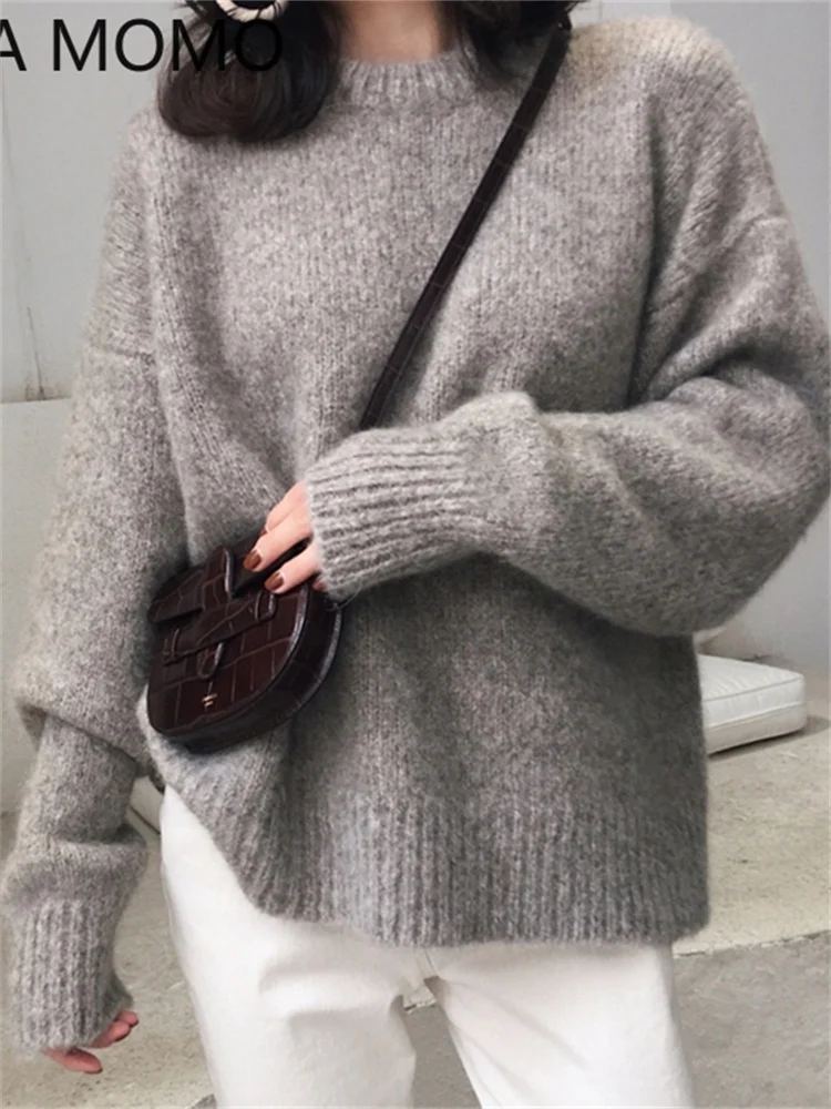 Loose Knitted Sweater Women Jumpers Long Sleeve Woman Pullovers Sweaters Casual 2022 Autumn Winter Color khaki gray weater