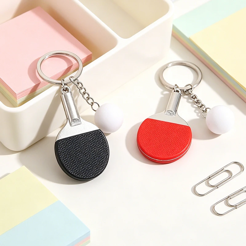 1pc Mini Table Tennis Racket Keychain Sports Ping Pong Ball Keyring Bag Backpack Hanging Pendant Gifts for Sports Fans