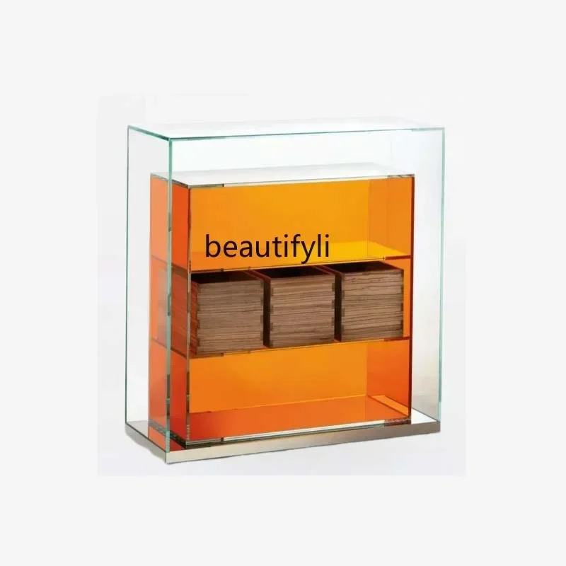 

Italian Tempered Display Cabinet Made of Glass Light Luxury Floor Storage Rack Storage Cabinet