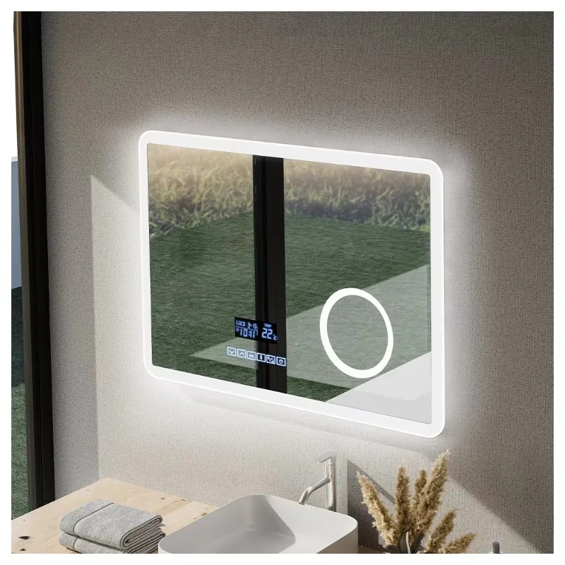 [تخفيضات كبيرة] مرايا الحمام المثبتة على الحائط من Yehlia، مستشعر اللمس والذاكرة المقاومة للكسر، مرآة Led ذكية مع أضواء