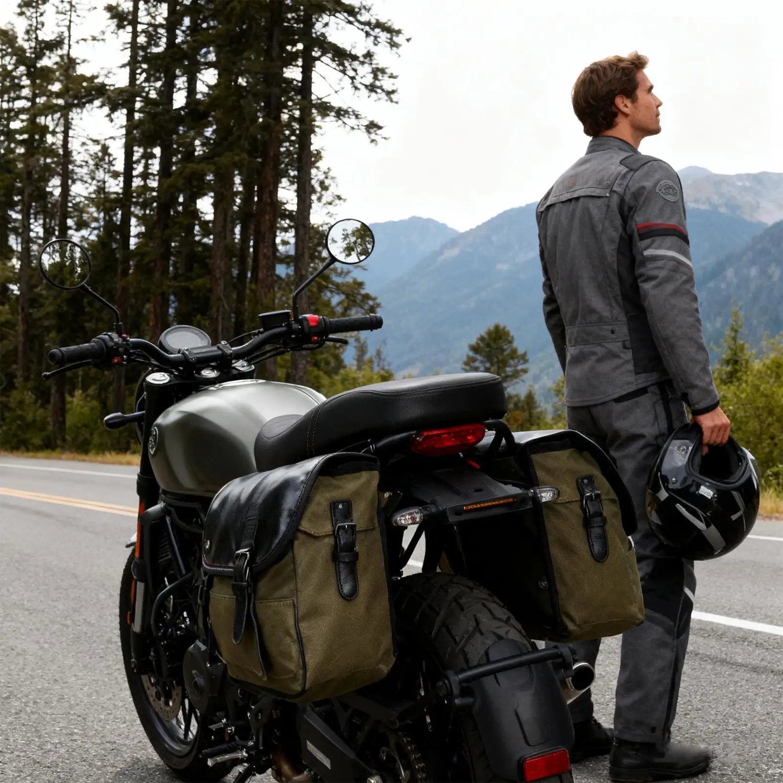 

Motorcycle Saddlebags Waterproof Tool Saddlebag Canvas Motorcycle Side Bag For Motorbike Bicycle Scooter Biking Touring