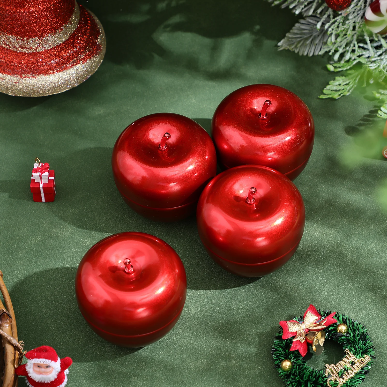 

4Pcs Apple Shape Candy Gift Jars Sealed Canisters Multi-Function Tea Storage Container Christmas Tea Jar Multi-Function Canister