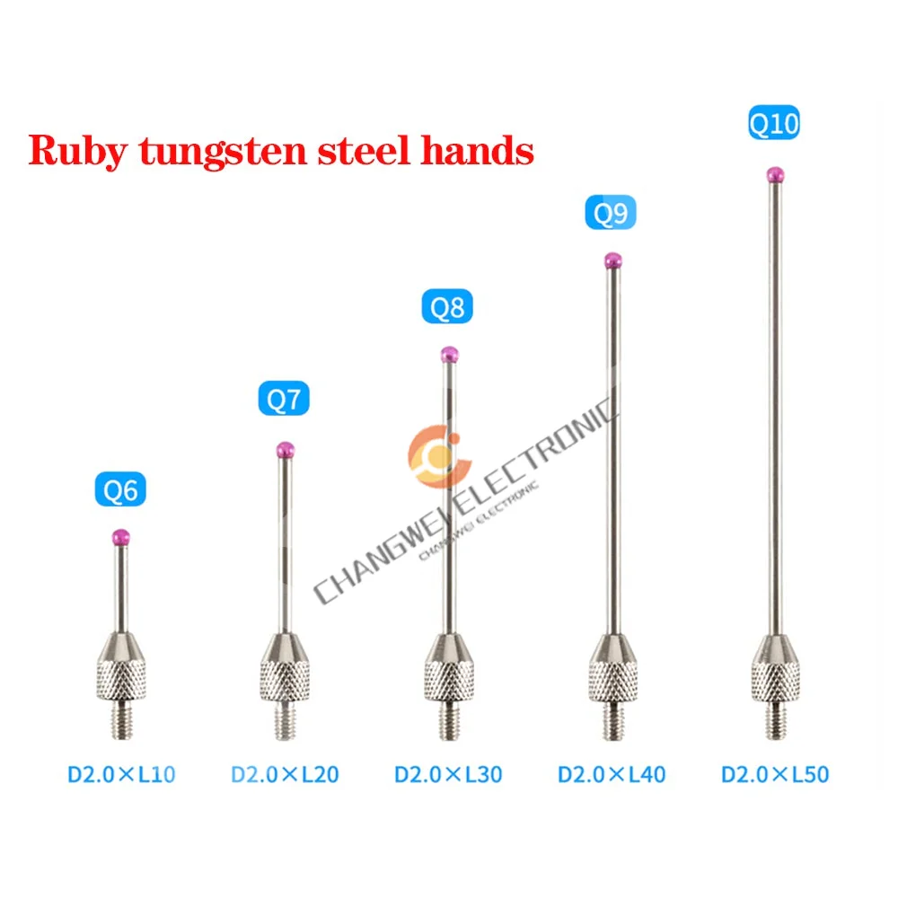 M2.5 Thread Micrometer Lever Dial Test Gauge Tip Indicator Probe Ruby Tungsten Steel Needle Probe Lengthened Measuring Head
