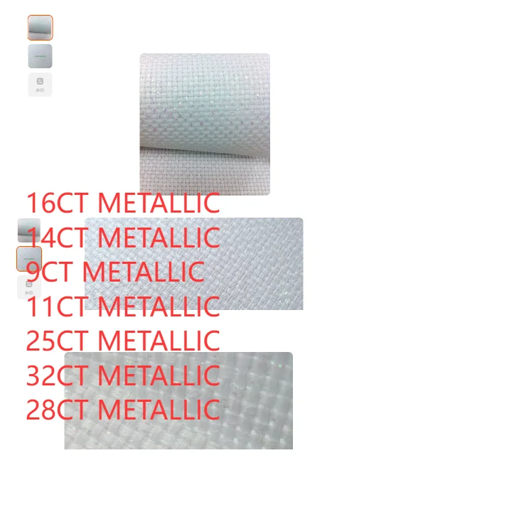 All Cotton Combed Cotton 16 9 14 28 32 25 11CT Metallic Aida Cross Stitch Fabric Pure Cotton Embroidery 100-100CM