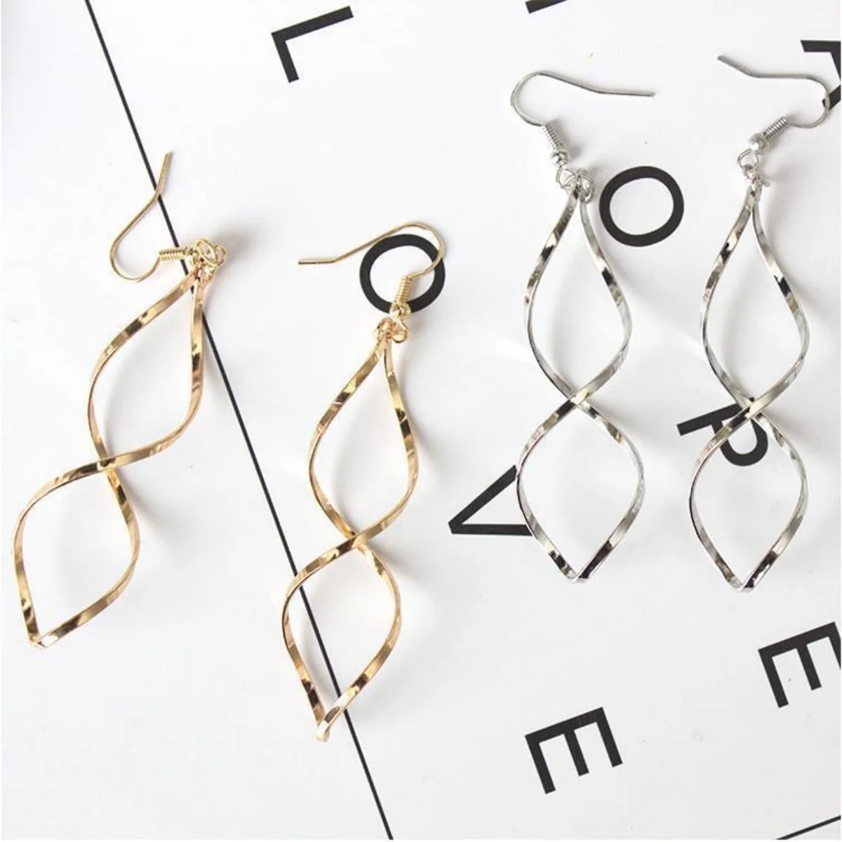 Fashion Simple Spiral Drop Earrings For Women Long Curved Wave Dangle Brincos Statement Wedding Party Jewelry image 3