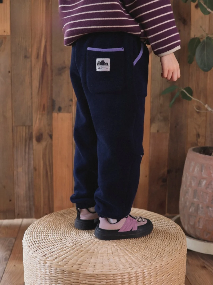 Thickened Fleece Outdoor Children's Long Pants Middle Waist Drawstring Cotton Polyester Blend Winter Warm Trousers for Girls