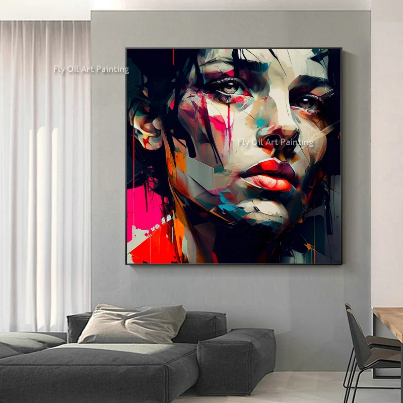 Hand Painted Abstract Feminine Charm Beautiful Woman Oil Painting Color Impression Canvas Painting For Home Wall Decor Unframed image 5
